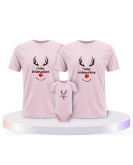 Reh Frohe Weihnachten Familienset T-Shirts mit Babybody | Paarpulli