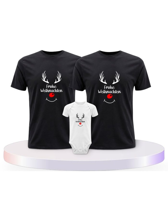 Reh Frohe Weihnachten Familienset T-Shirts mit Babybody | Paarpulli