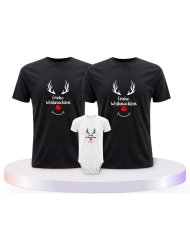Reh Frohe Weihnachten Familienset T-Shirts mit Babybody | Paarpulli
