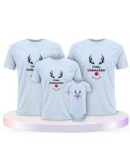 Familienlook T-Shirts mit Reh Frohe Weihnachten | Paarpulli