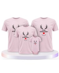 Familienlook T-Shirts mit Reh Frohe Weihnachten | Paarpulli