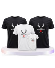 Familienlook T-Shirts mit Reh Frohe Weihnachten | Paarpulli