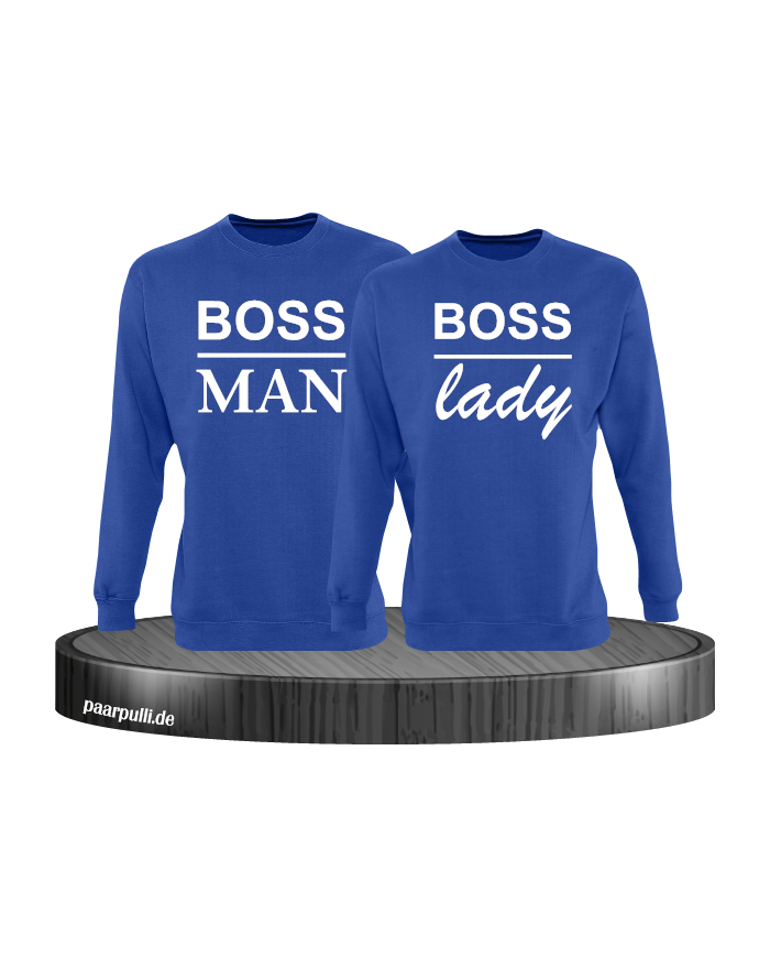 Boss Man und Boss Lady Partnerlook Sweatshirts in blau