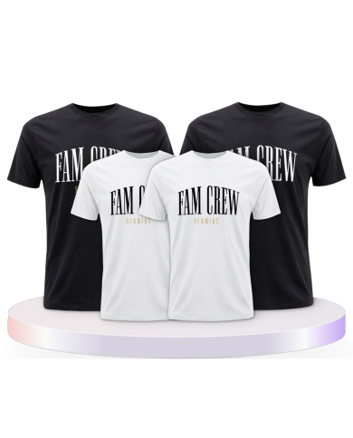 Familienlook T-Shirts mit Fam Crew mit Wunschname | Paarpulli
