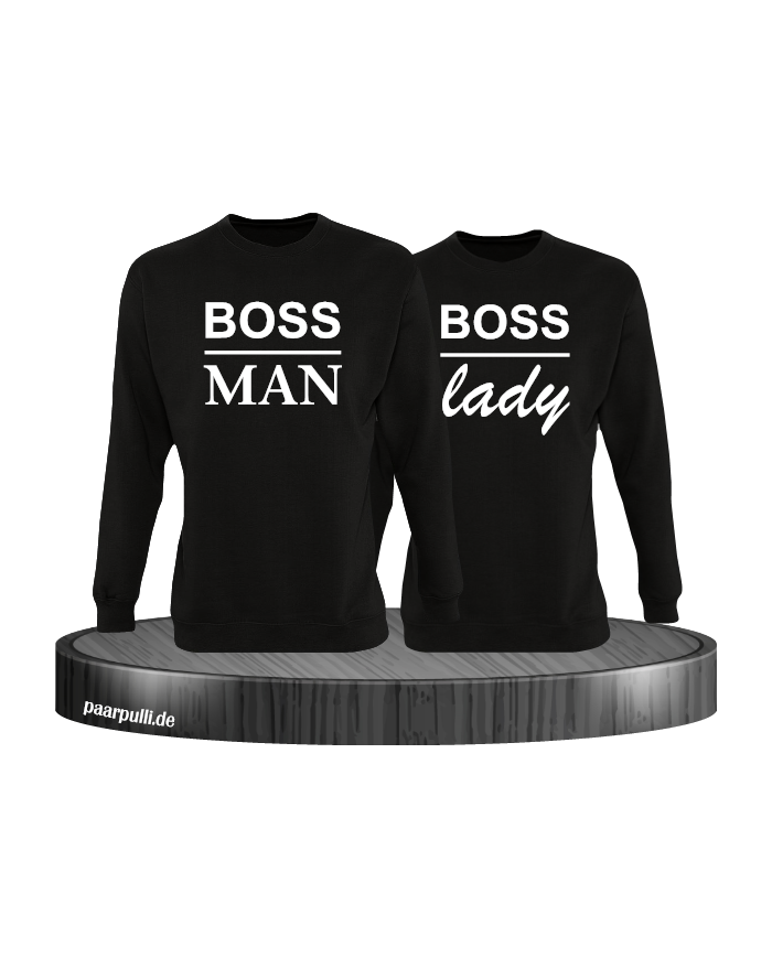 Boss Man und Boss Lady Partnerlook Sweatshirts in schwarz
