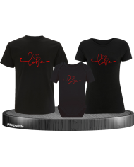 Vater Mutter Baby Love T-Shirt Set in schwarz