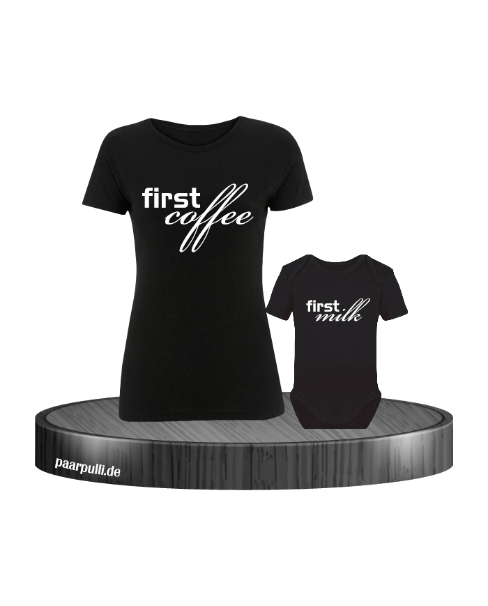 First Coffee und First Milk Partnerlook für Mutter und Baby