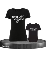 First Coffee und First Milk Partnerlook für Mutter und Baby