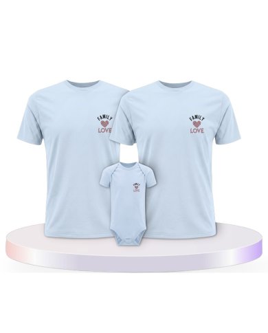 Family Love Familienset T-Shirts mit Babybody | Paarpulli