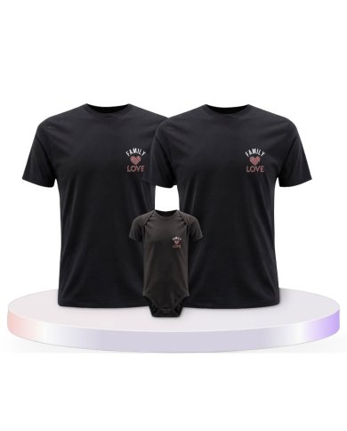 Family Love Familienset T-Shirts mit Babybody | Paarpulli