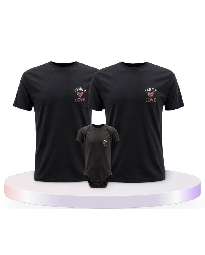 Family Love Familienset T-Shirts mit Babybody | Paarpulli