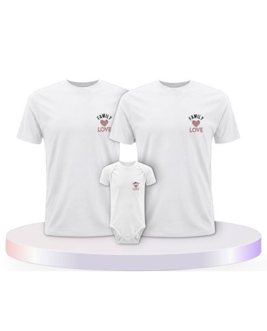 Family Love Familienset T-Shirts mit Babybody | Paarpulli