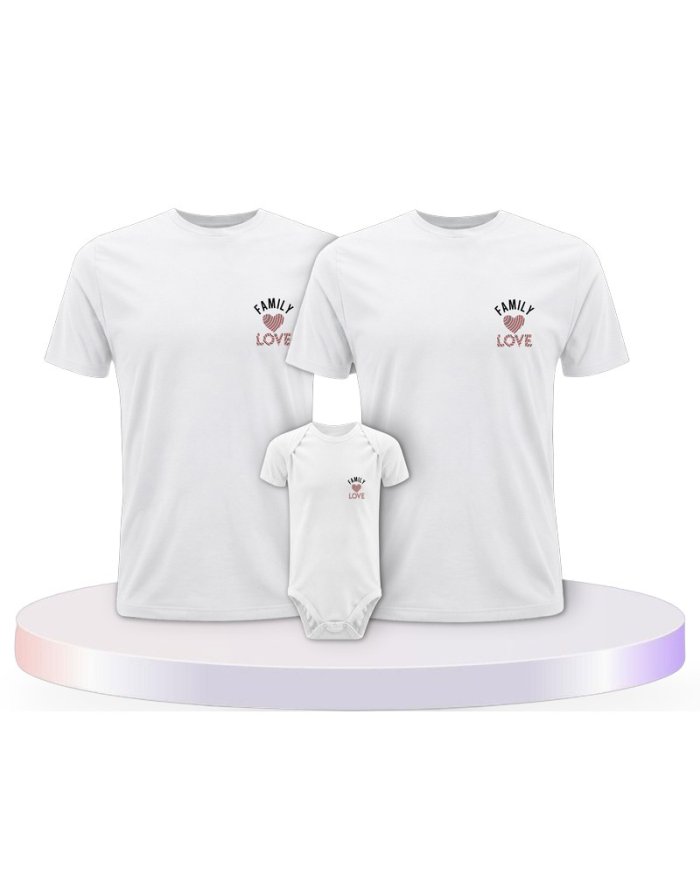 Family Love Familienset T-Shirts mit Babybody | Paarpulli