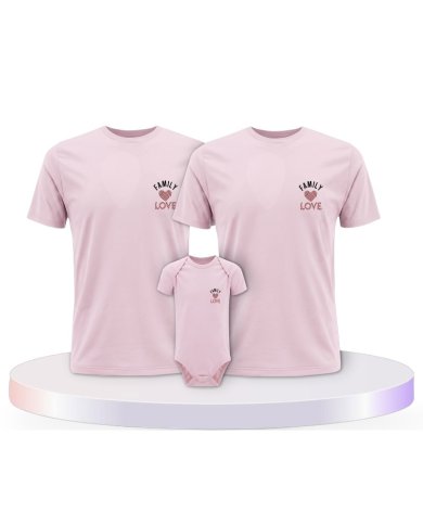Family Love Familienset T-Shirts mit Babybody | Paarpulli