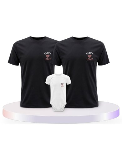 Family Love Familienset T-Shirts mit Babybody | Paarpulli