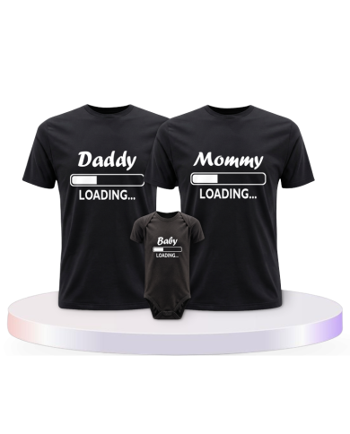 Daddy Mommy und Baby Loading mit Baby Body Familien | Paarpulli