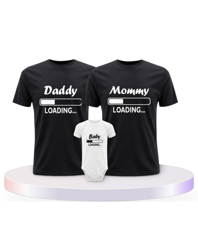 Daddy Mommy und Baby Loading mit Baby Body Familien | Paarpulli