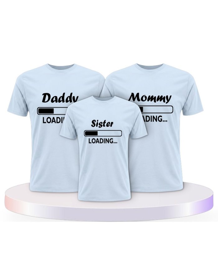 Daddy Mommy Kind Loading Familienset T-Shirts | Paarpulli