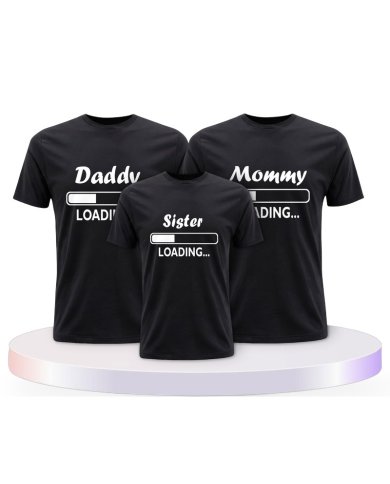 Daddy Mommy Kind Loading Familienset T-Shirts | Paarpulli