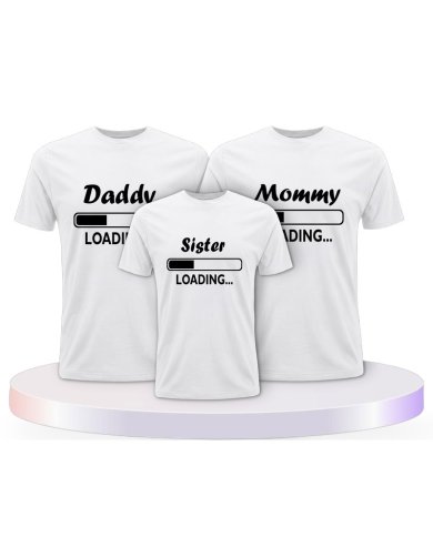 Daddy Mommy Kind Loading Familienset T-Shirts | Paarpulli