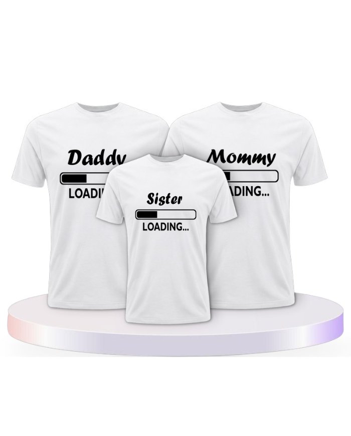 Daddy Mommy Kind Loading Familienset T-Shirts | Paarpulli