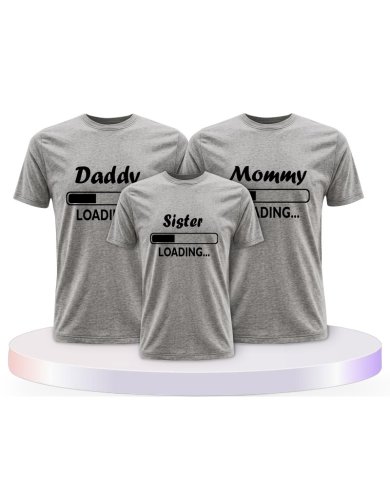 Daddy Mommy Kind Loading Familienset T-Shirts | Paarpulli