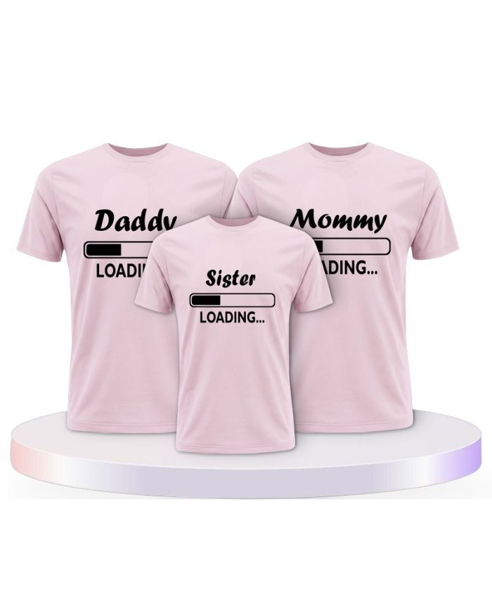 Daddy Mommy Kind Loading Familienset T-Shirts | Paarpulli