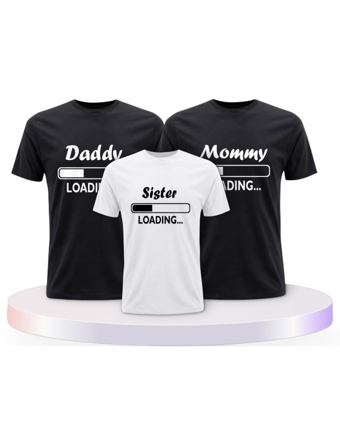 Daddy Mommy Kind Loading Familienset T-Shirts | Paarpulli