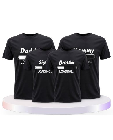 Daddy Mommy Kinder Loading Familienset T-Shirts | Paarpulli
