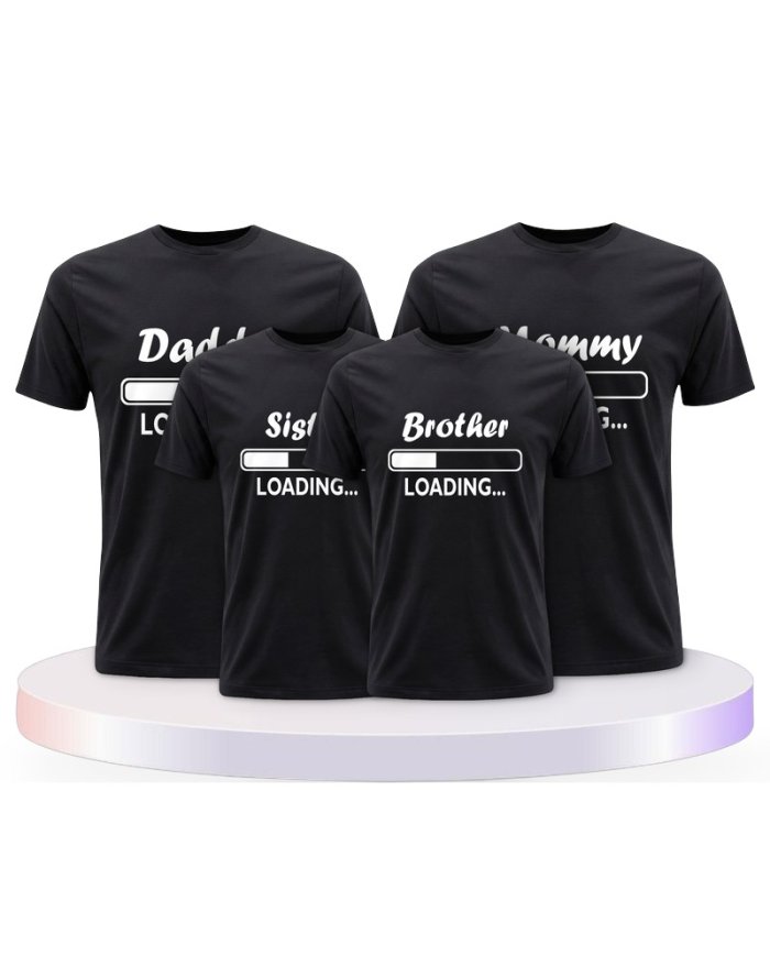 Daddy Mommy Kinder Loading Familienset T-Shirts | Paarpulli