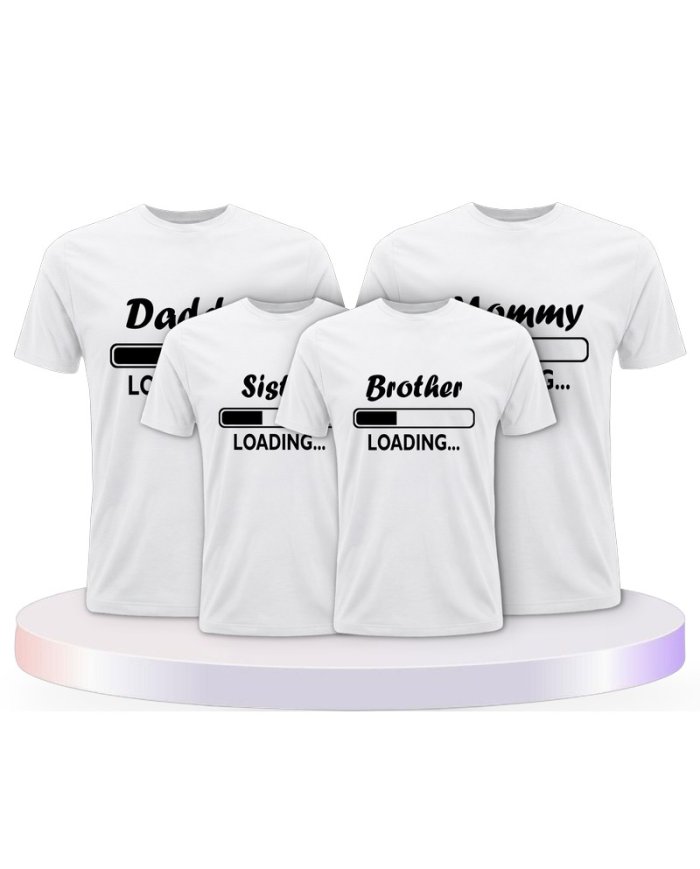 Daddy Mommy Kinder Loading Familienset T-Shirts | Paarpulli