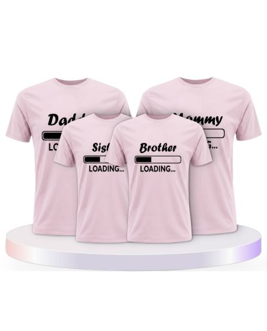 Daddy Mommy Kinder Loading Familienset T-Shirts | Paarpulli