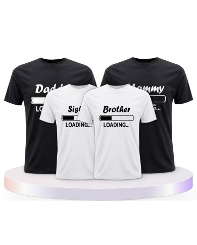 Daddy Mommy Kinder Loading Familienset T-Shirts | Paarpulli
