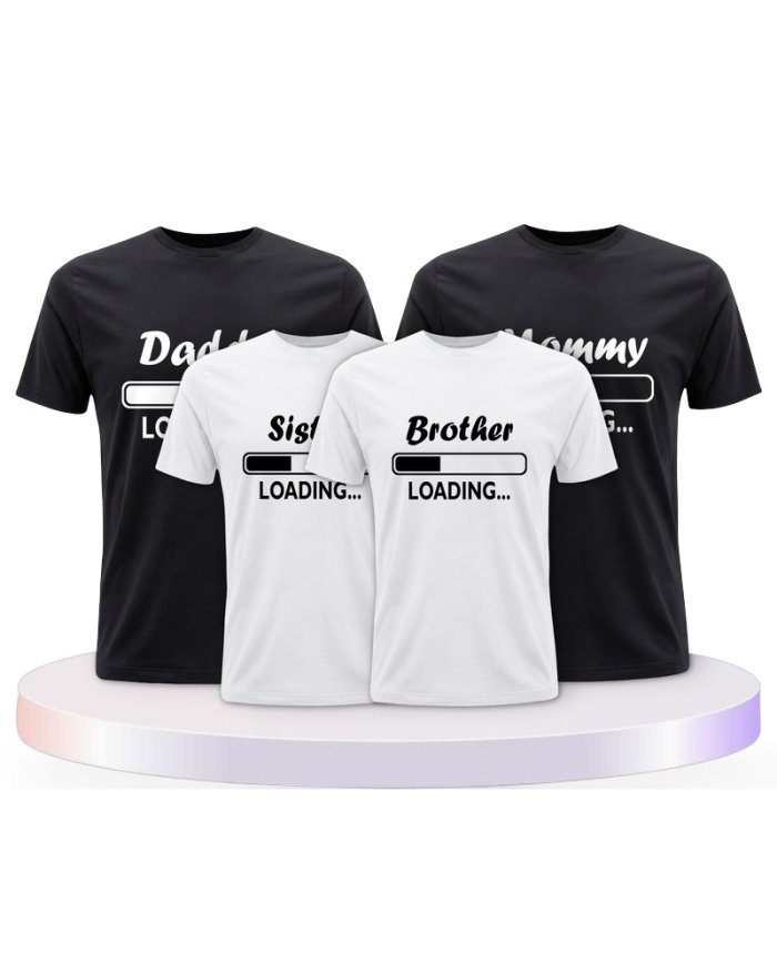 Daddy Mommy Kinder Loading Familienset T-Shirts | Paarpulli
