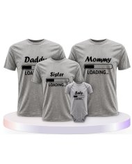 Daddy Mommy Kind und Baby Loading Familien T-Shirts | Paarpulli