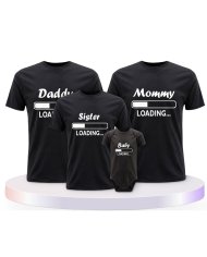 Daddy Mommy Kind und Baby Loading Familien T-Shirts | Paarpulli