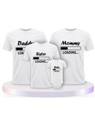 Daddy Mommy Kind und Baby Loading Familien T-Shirts | Paarpulli