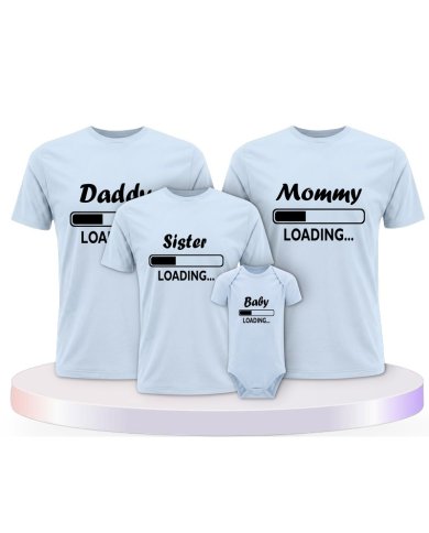 Daddy Mommy Kind und Baby Loading Familien T-Shirts | Paarpulli
