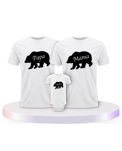 Papa Mama und Baby Bären mit Baby Body Eltern-Kind | Paarpulli