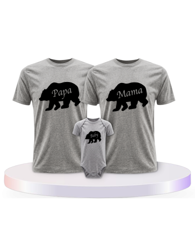Papa Mama und Baby Bären mit Baby Body Eltern-Kind | Paarpulli
