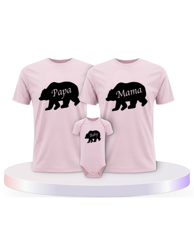 Papa Mama und Baby Bären mit Baby Body Eltern-Kind | Paarpulli