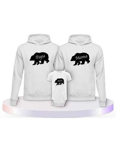 Bärenfamilie Familienset Hoodies mit Babybody | Paarpulli