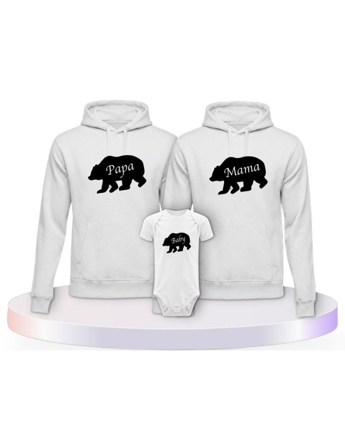 Bärenfamilie Familienset Hoodies mit Babybody | Paarpulli