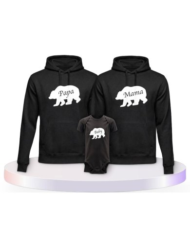 Bärenfamilie Familienset Hoodies mit Babybody | Paarpulli