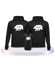 Bärenfamilie Familienset Hoodies mit Babybody | Paarpulli