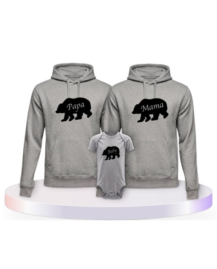 Bärenfamilie Familienset Hoodies mit Babybody | Paarpulli