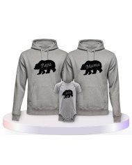 Bärenfamilie Familienset Hoodies mit Babybody | Paarpulli