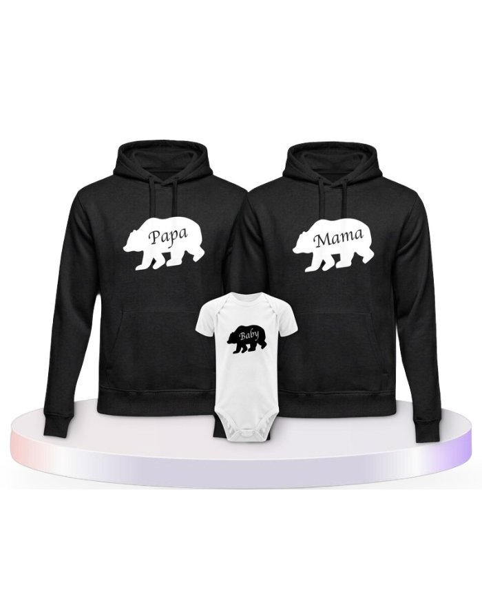 Bärenfamilie Familienset Hoodies mit Babybody | Paarpulli