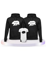 Bärenfamilie Familienset Hoodies mit Babybody | Paarpulli