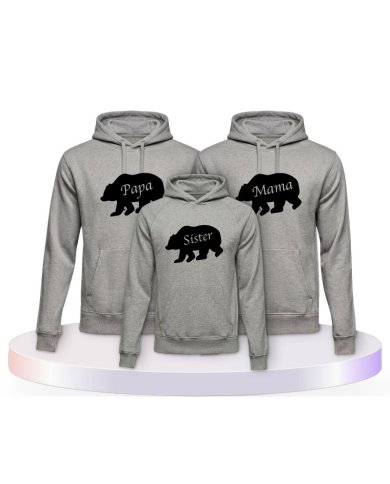 Bärenfamilie Familienset Hoodies | Paarpulli